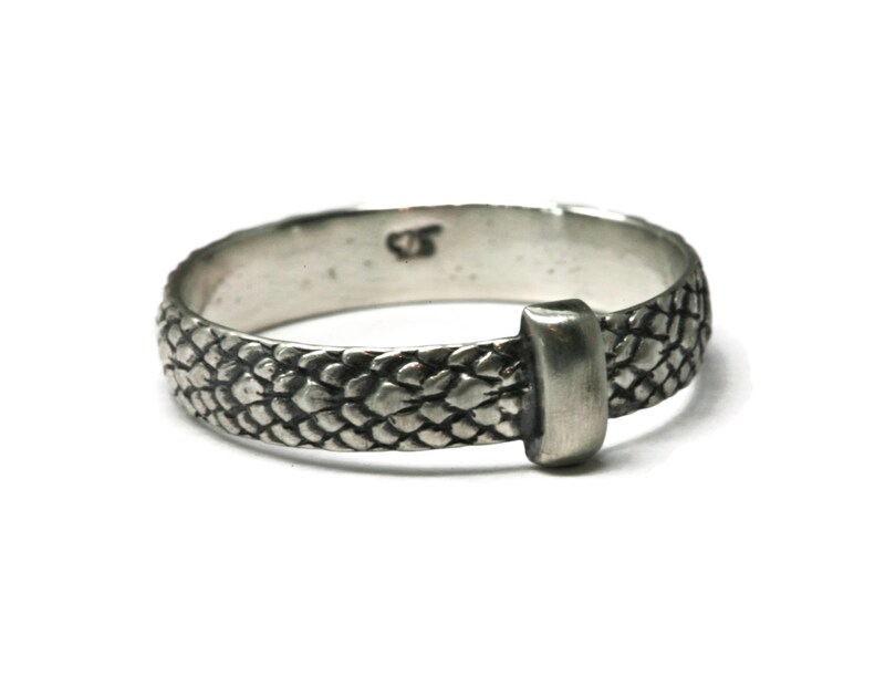 Outlander Celtic Style Dragon Scale Pattern 925 Sterling Silver Band by Salish Sea Inspirations